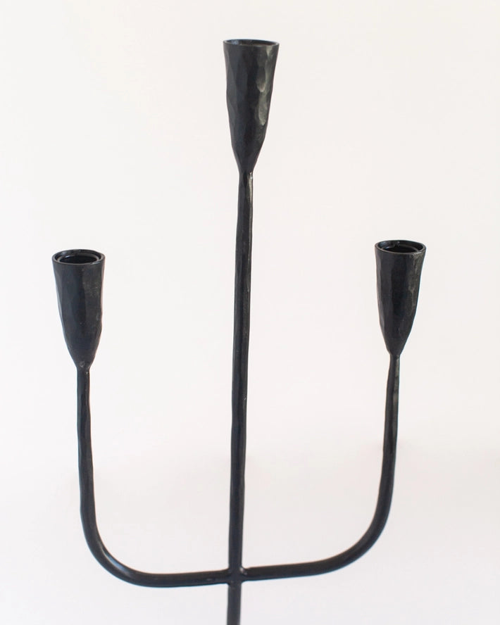 Hand Forged Iron Candelabra Candle Holder in Black, from Creative Women