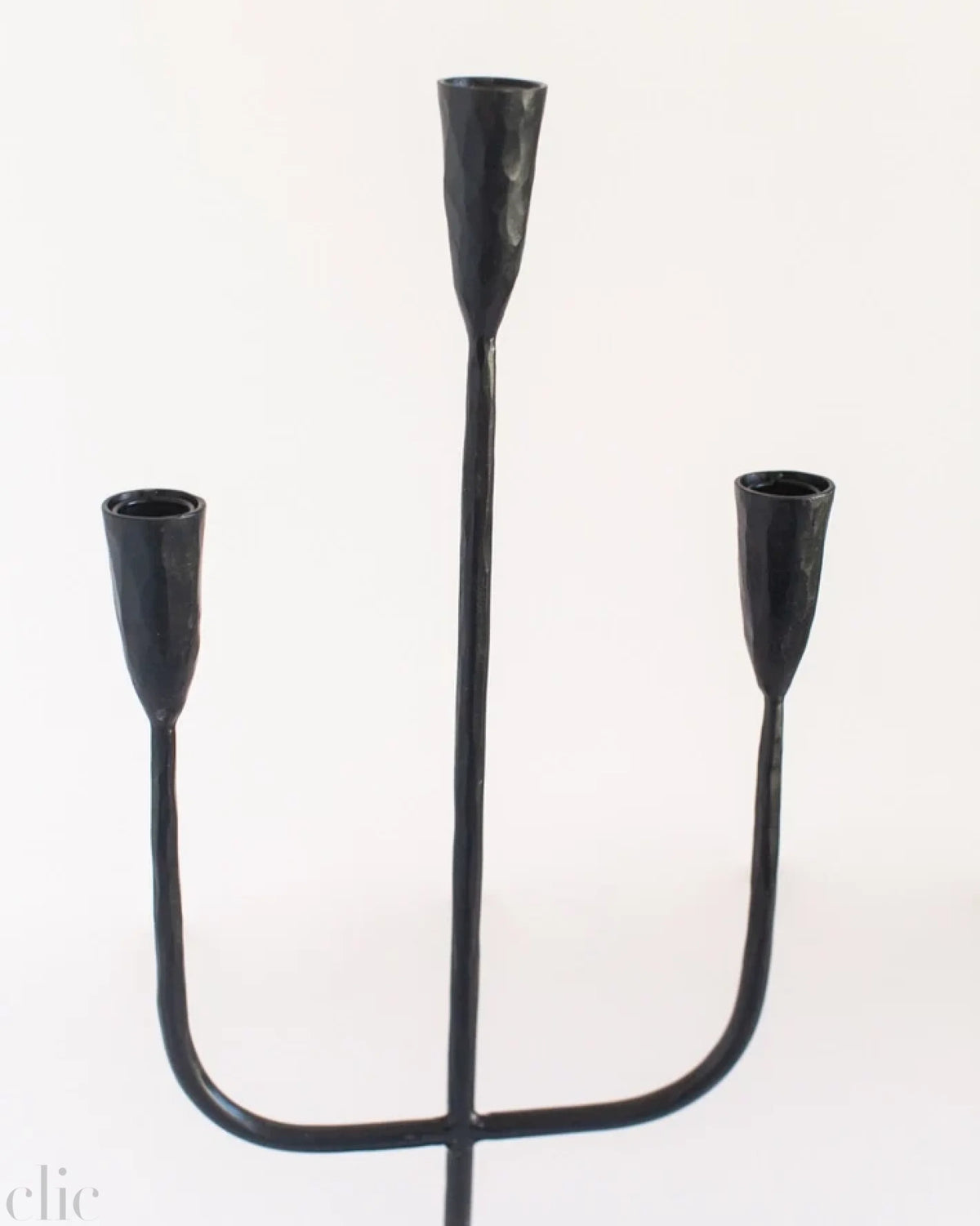 Hand Forged Iron Candelabra Candle Holder in Black