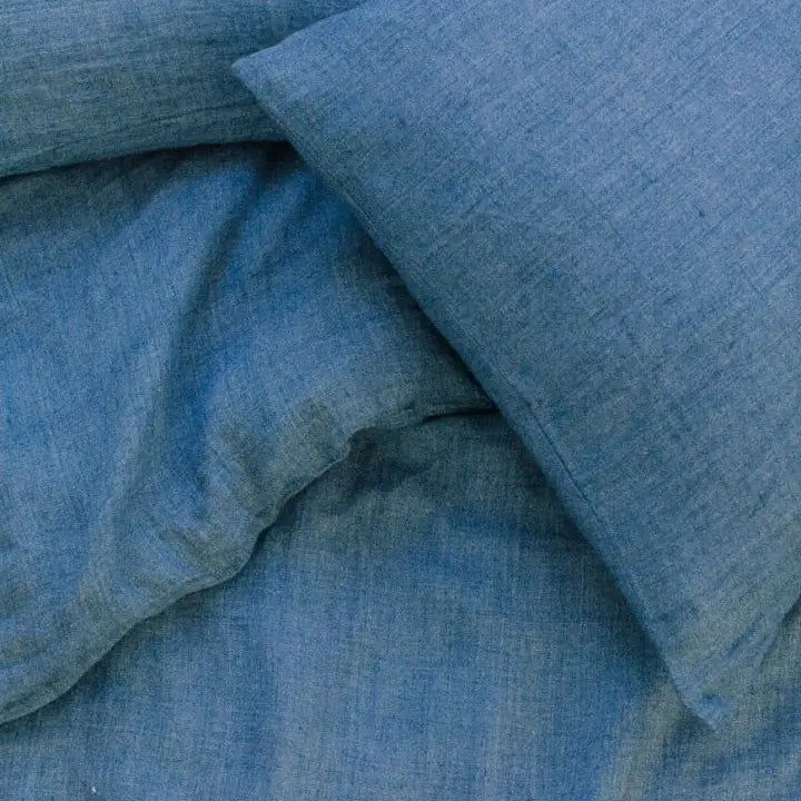 Linen Duvet Cover Set in Denim Blue, from Creative Women
