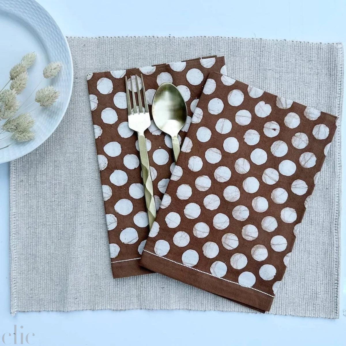 Polka Dot Napkins in Brown