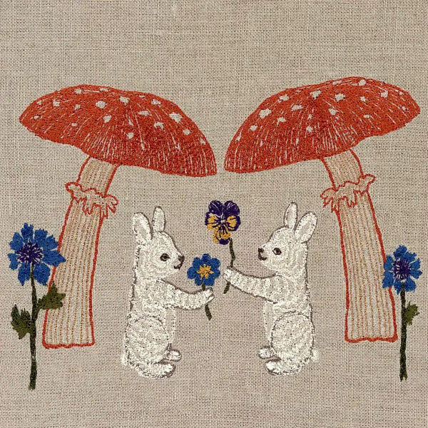 Mushroom Bunny Friends Tea Towel, from Coral & Tusk