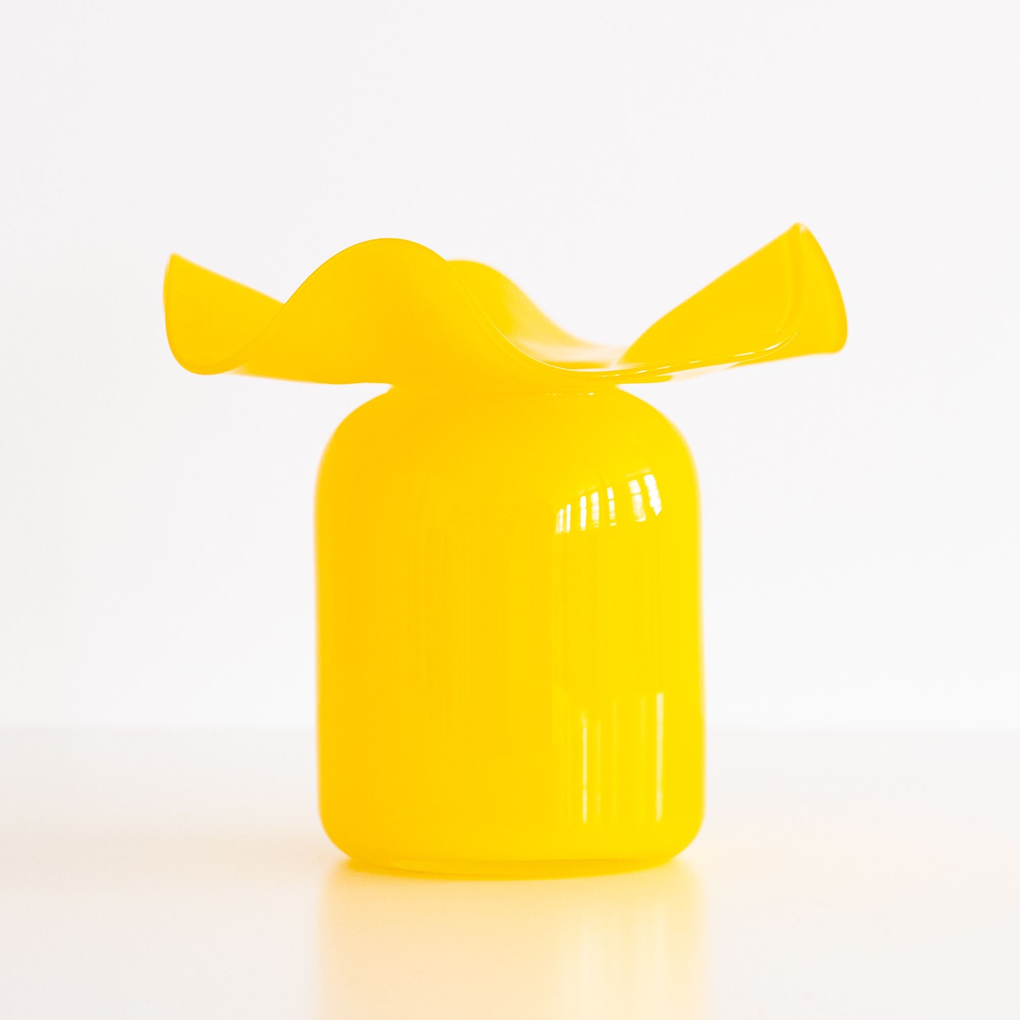 Jumbo Ruffles bud Vase in Yellow, from Terra Glassworks