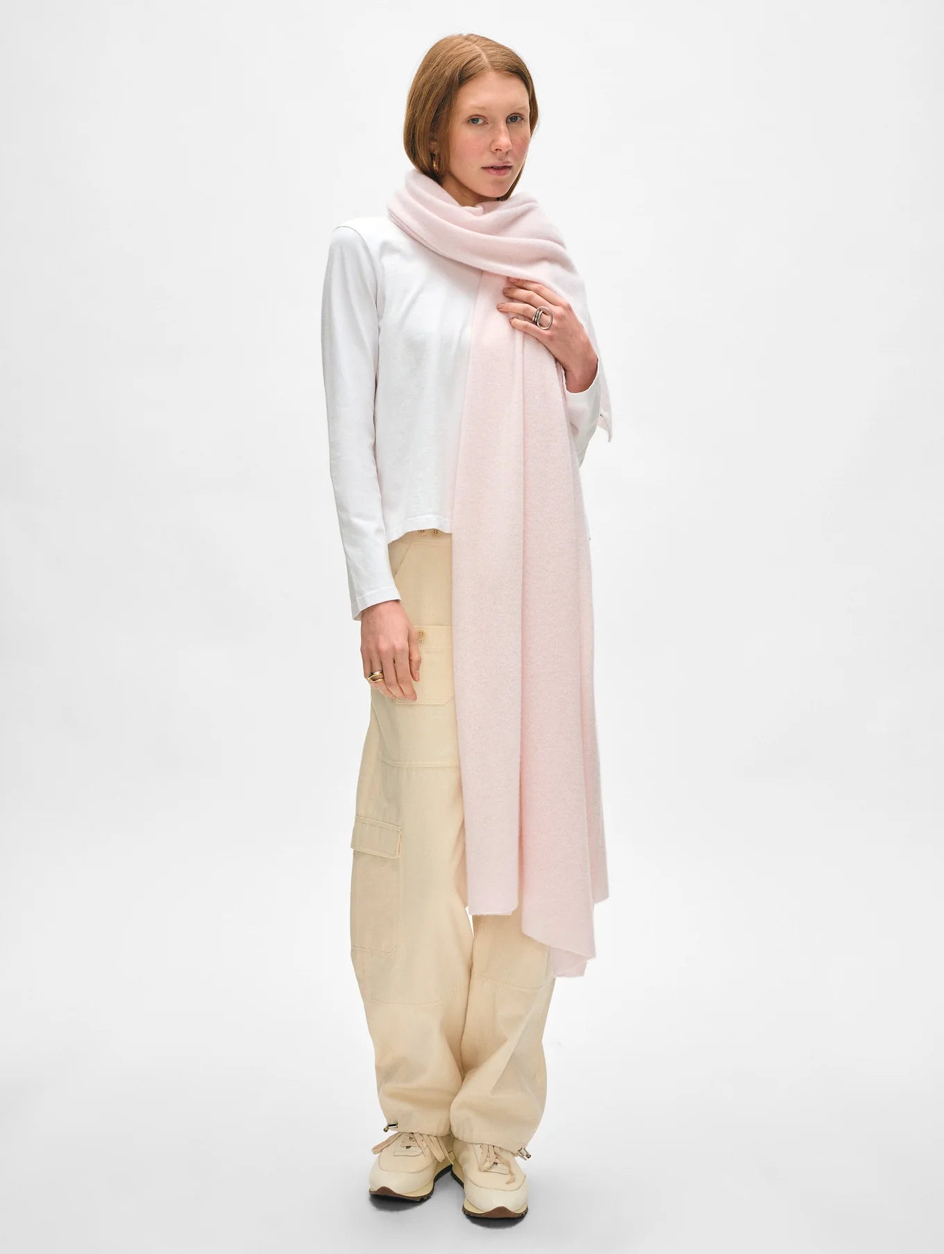 Cashmere Travel Wrap in Pink Sand, from White & Warren