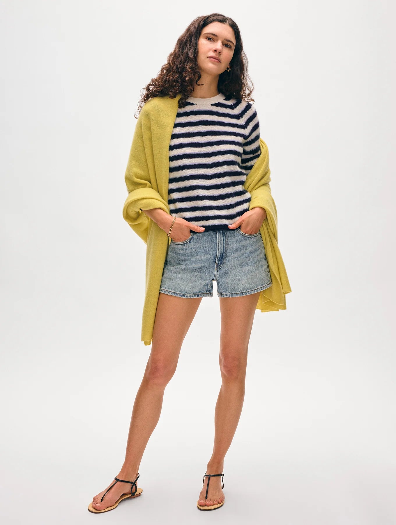 Cashmere Travel Wrap in Yellow Sunbeam, from White & Warren