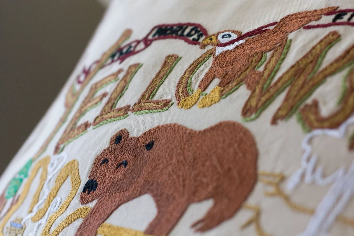 Yellowstone Hand-Embroidered Pillow