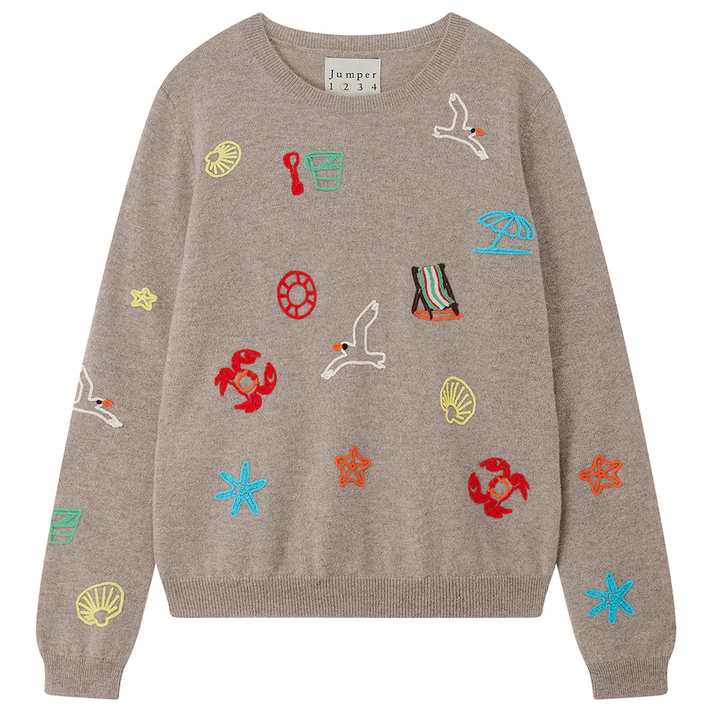 Cashmere Seaside Tribute Crew in Light Brown, from Jumper 1234