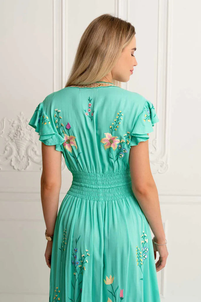 Flores Gown in Aqua Green, from Zaimara