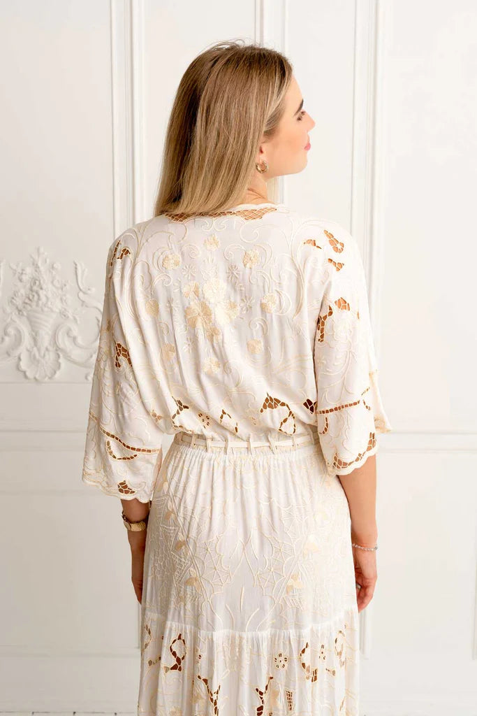 Isla Kimono Dress in White, from Zaimara