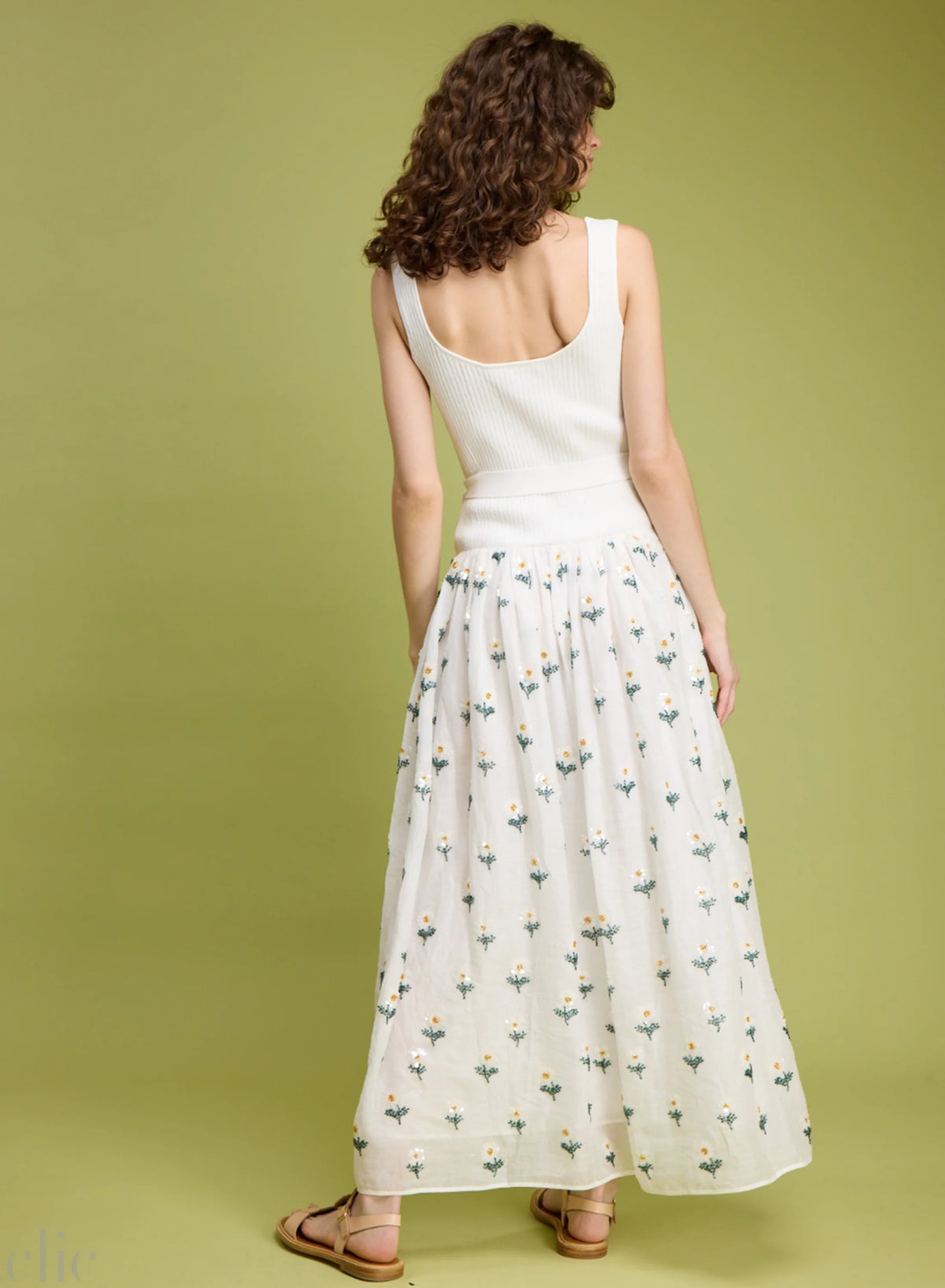 Beaded Daisy Maxi Dress in Natural, from Love Binetti
