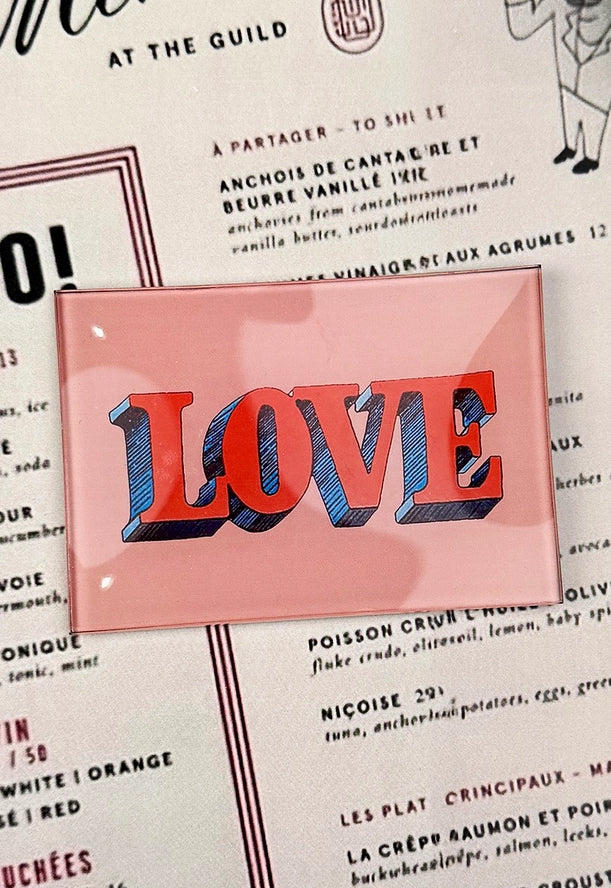 Love Vintage Text Glass Tray, from Ben's Garden