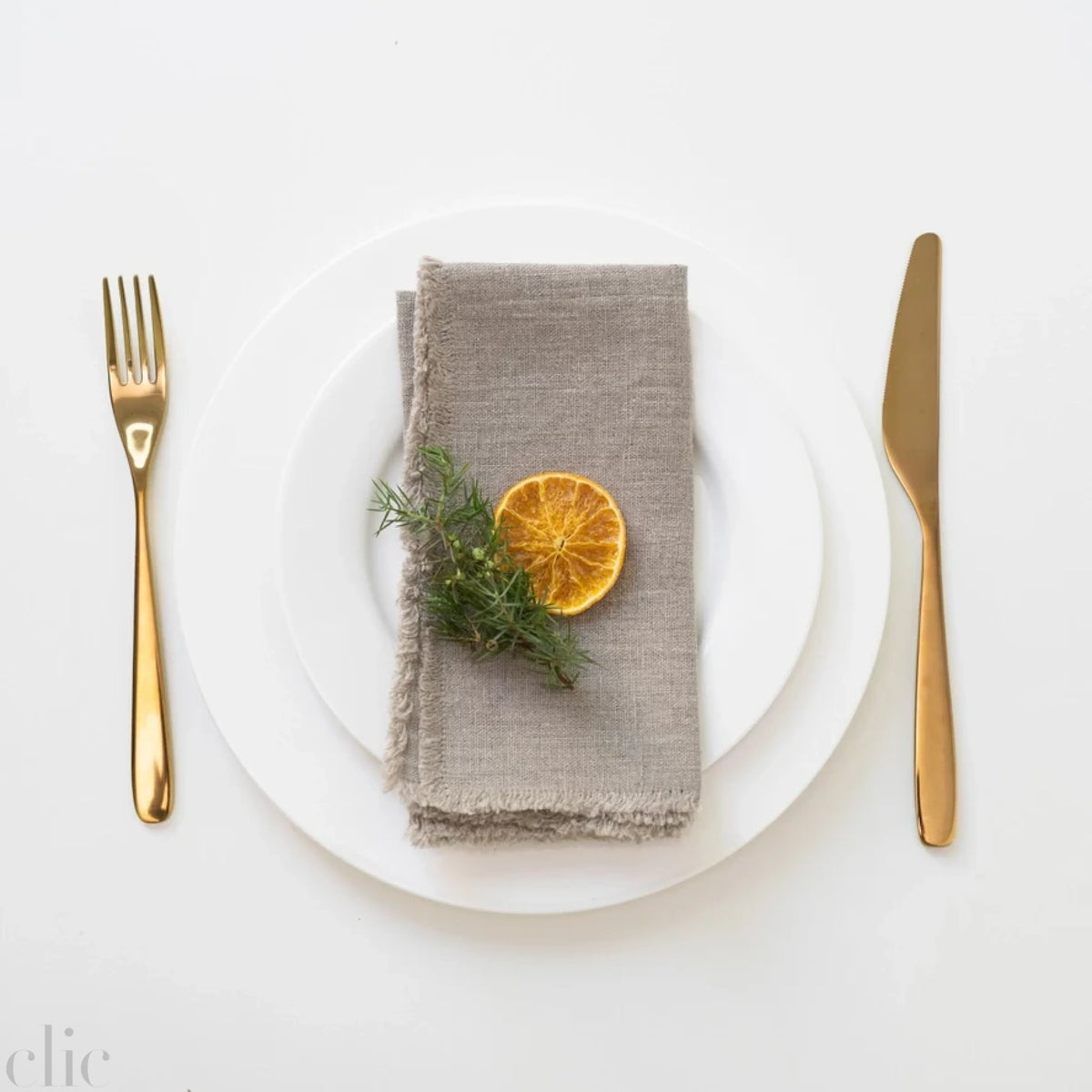 Set of 2 Natural Linen Napkins with Fringes 20x20, from Linen Tales