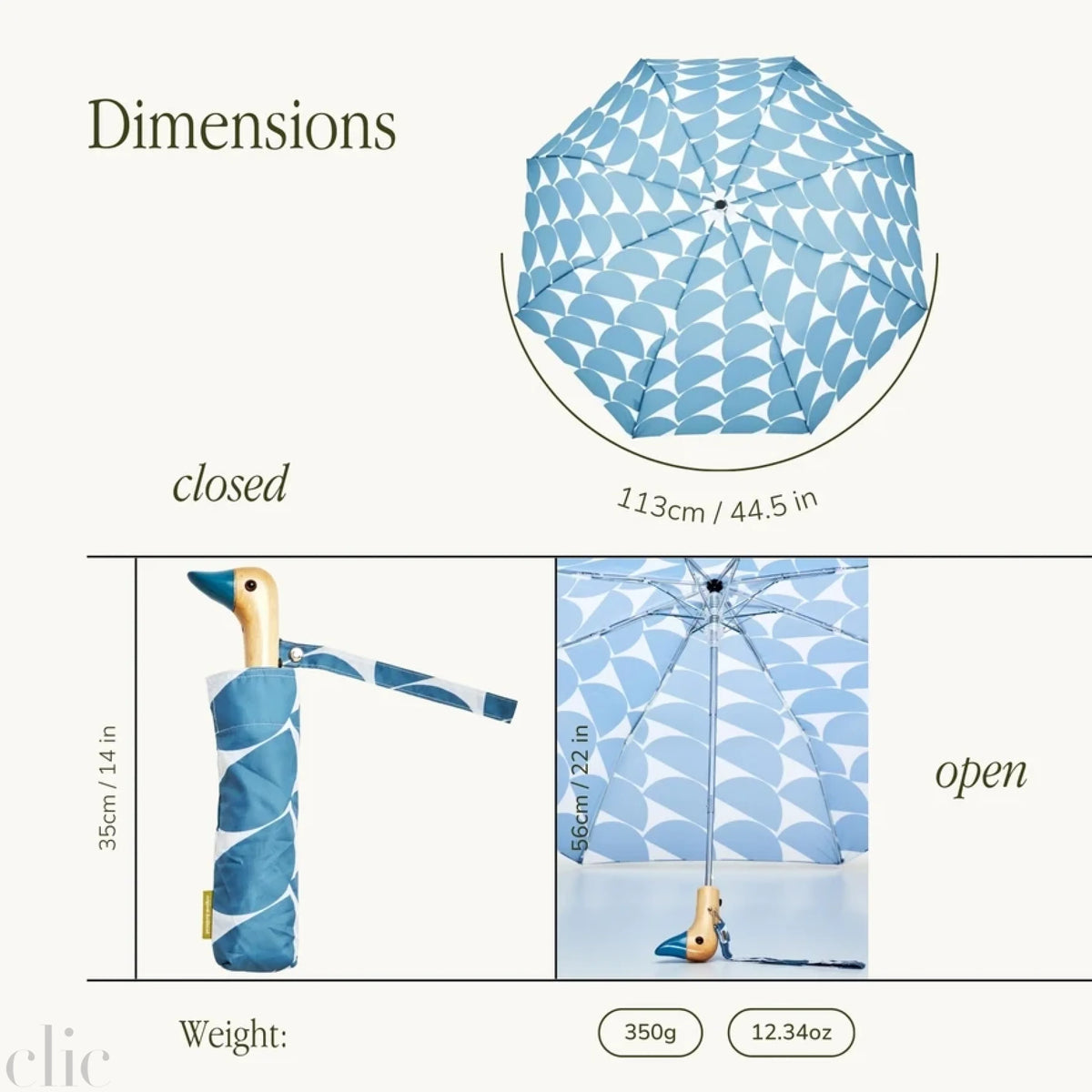 Compact Moon Pattern Umbrella in Denim Blue, from Original Duckhead
