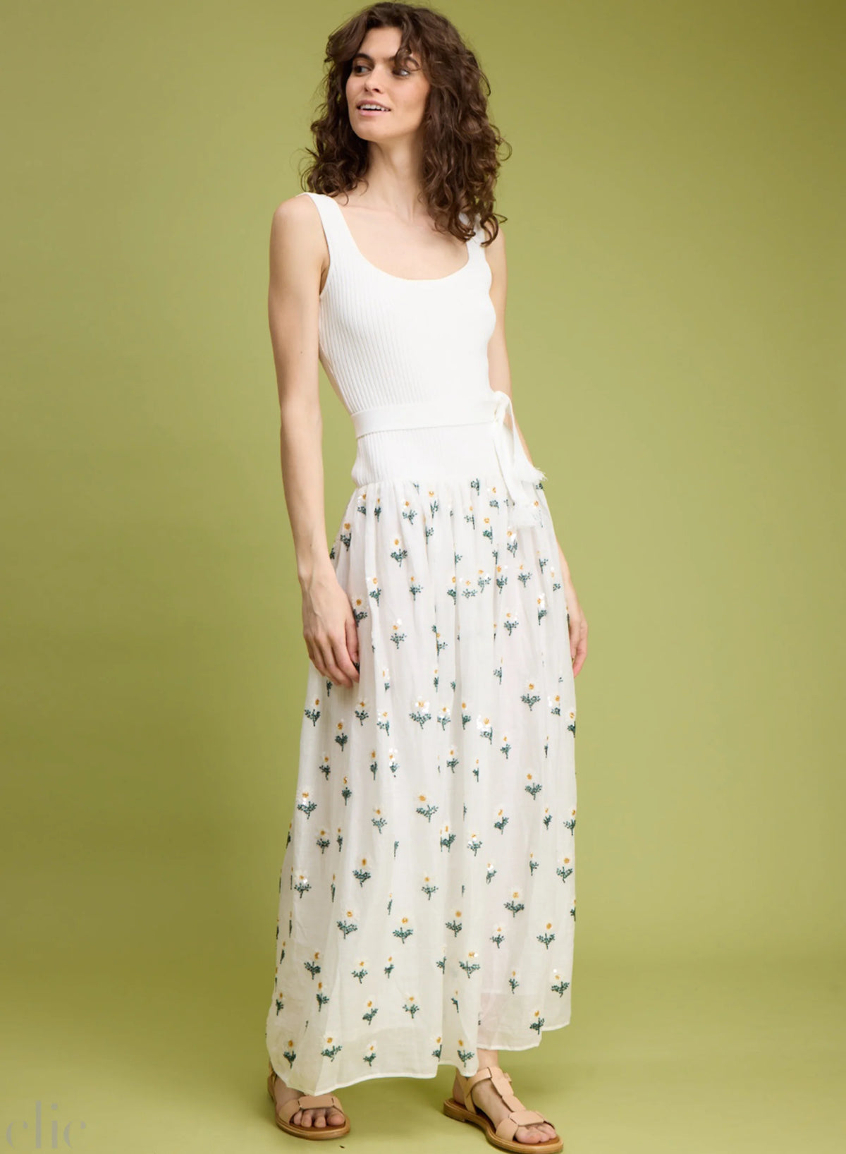 Beaded Daisy Maxi Dress in Natural, from Love Binetti