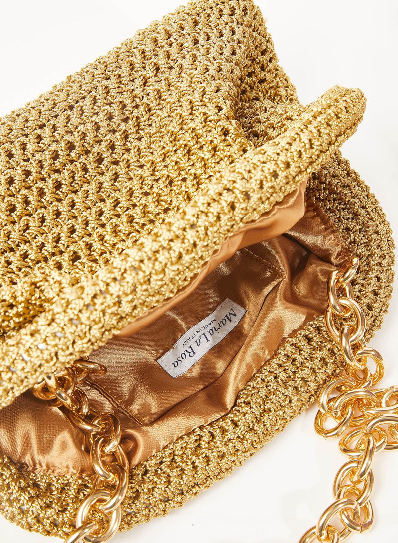 Gold metallic Game Crochet Bag, from Maria La Rosa