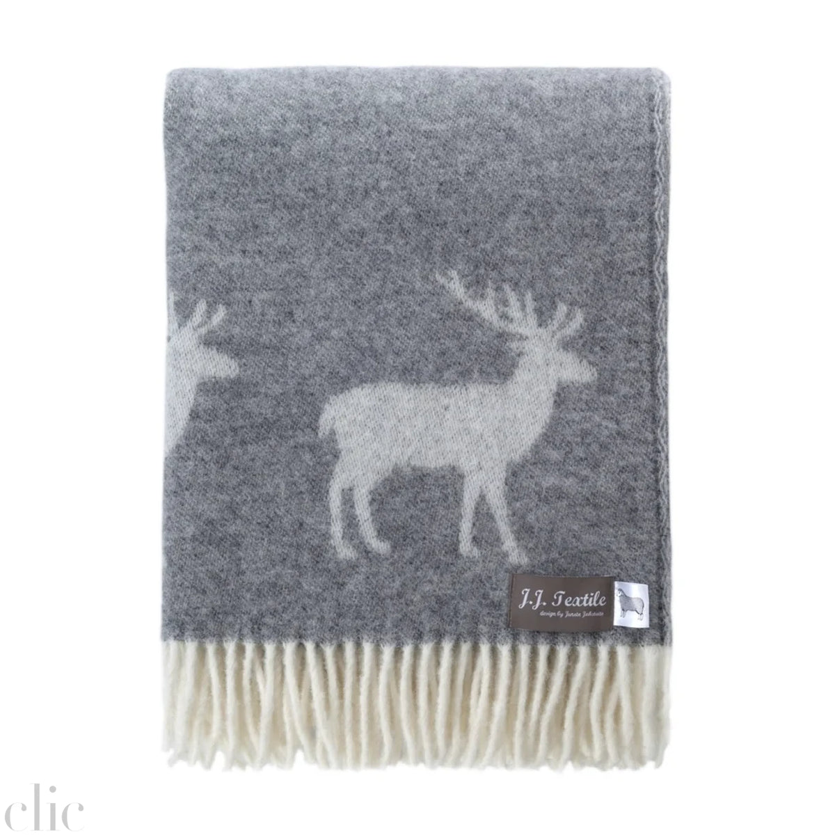 Deer Wool Throw in Grey