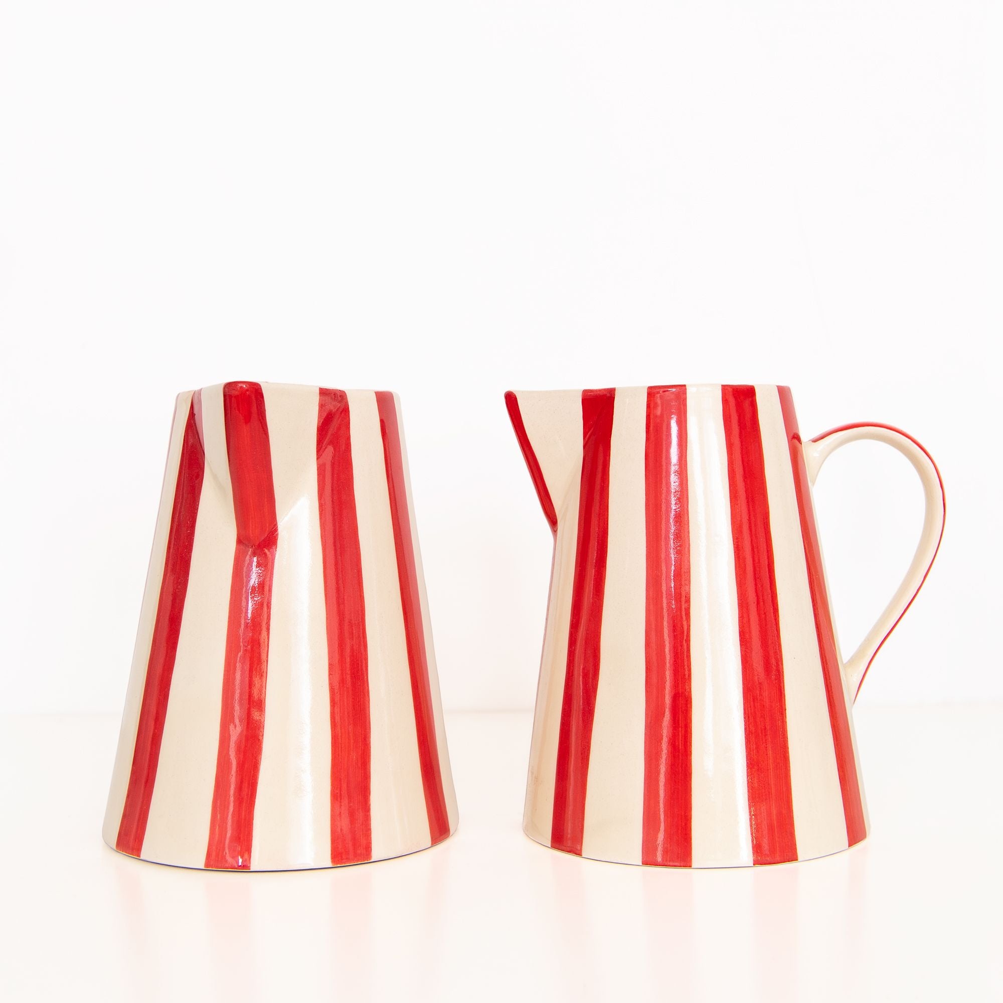 Ceramics Stripe Pitcher in Red, from Casa Amarosa