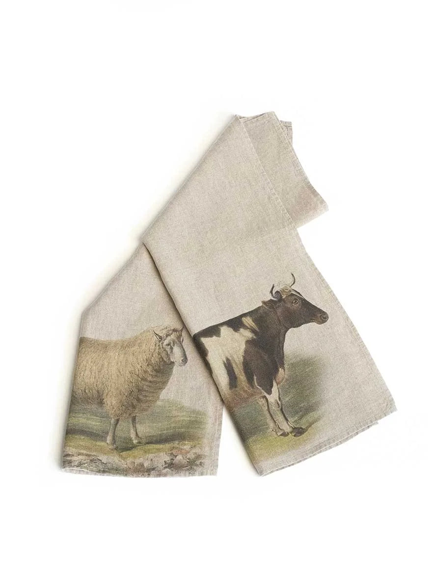 Sheep and Cow Kitchen Towel, from Linoroom