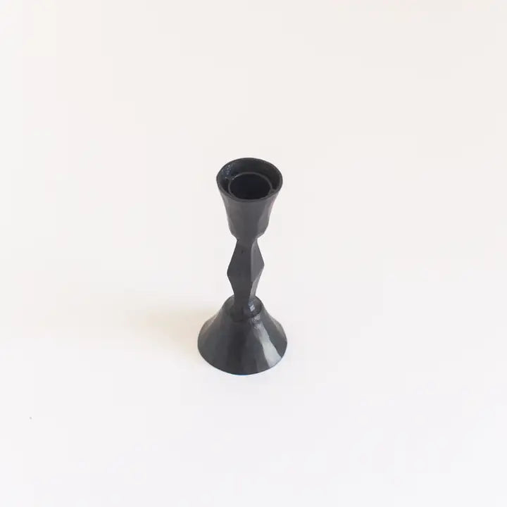 Low Diamond Iron Candle Stick Holder in Black, from Creative Women