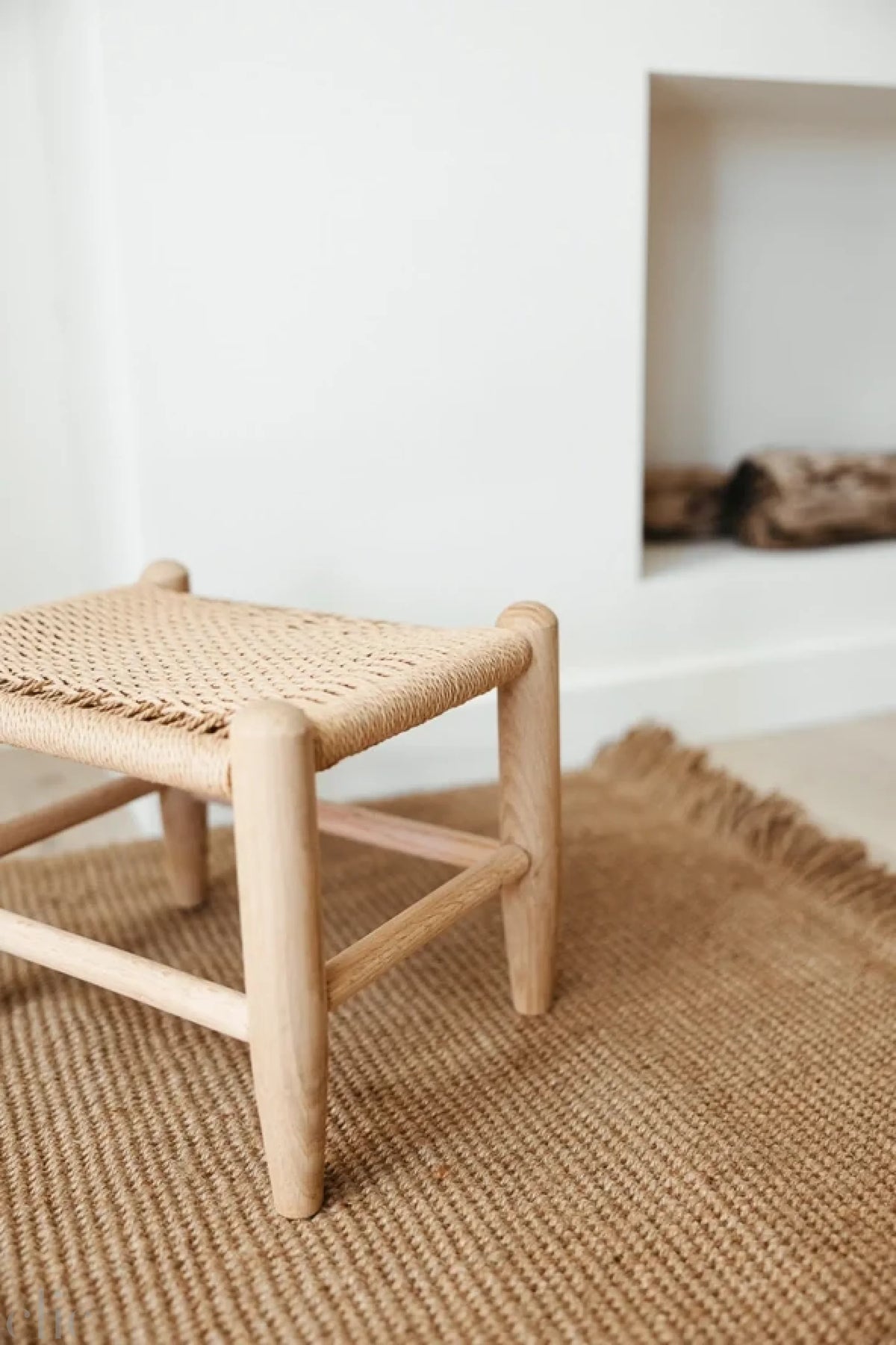 The Danish Cord Footstool in Natural