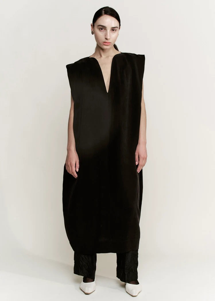 Sculpt Dress in Black Sueded Cupro, from Modern Weaving