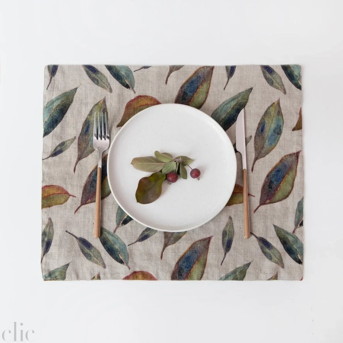 Golden Fall Placemat in Dark Natural Linen