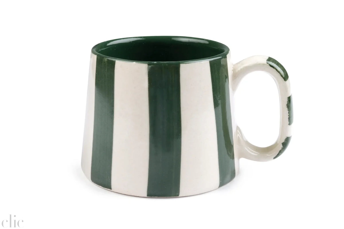 Ceramic Stripe Coffee Cup in Olive, from Casa Amarosa