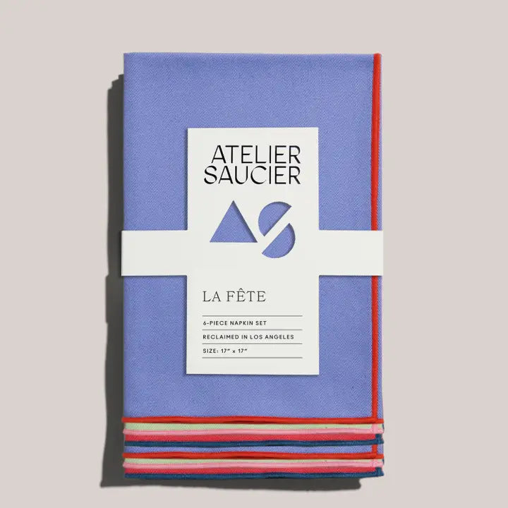 Set of 6 Napkins in Party Wave, from Atelier Saucier