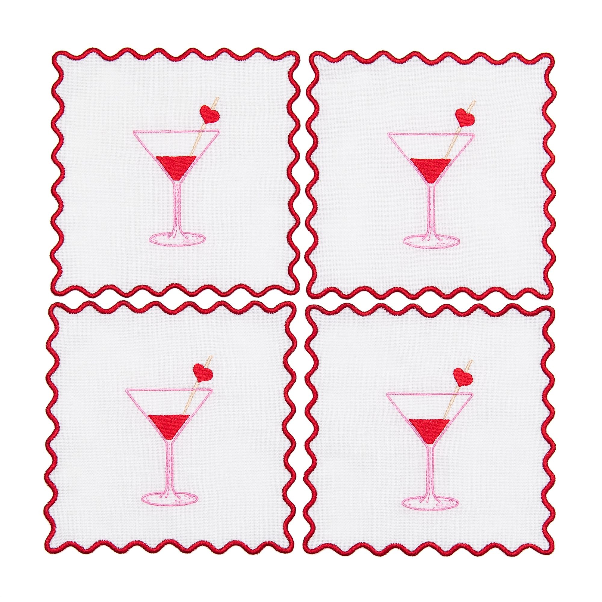 Valentines Cocktail Set of 4 Napkins, from NuYorkCloth