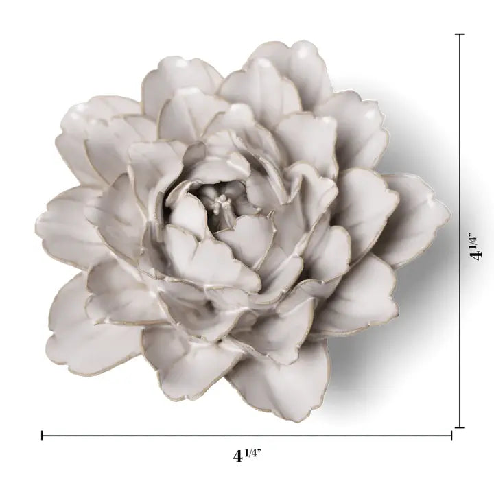 Comanche Peony Ceramic Flower in Ivory, from Chive