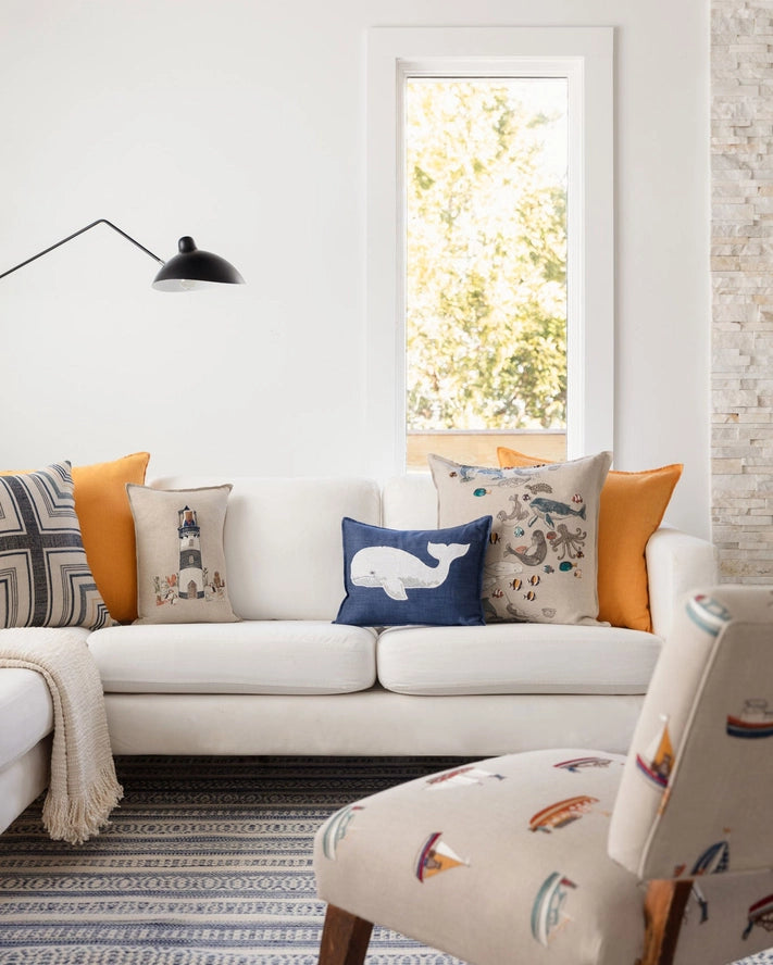 Whale Appliqué Pillow, from Coral & Tusk