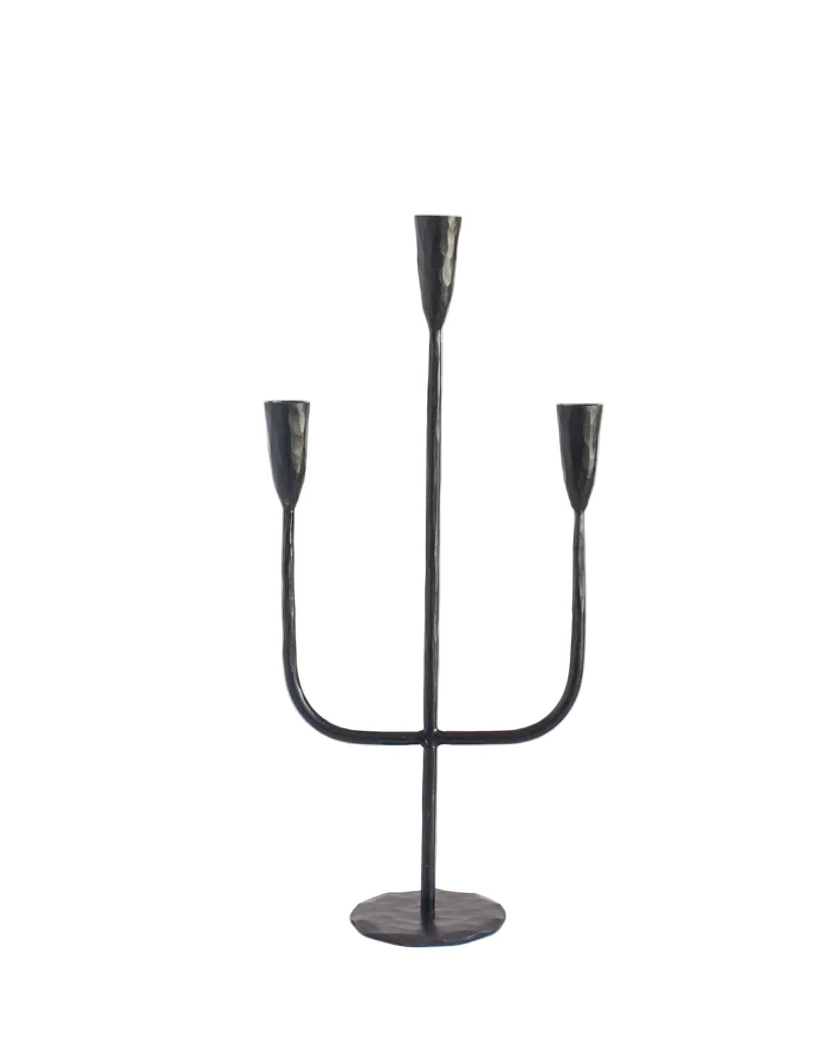 Hand Forged Iron Candelabra Candle Holder in Black