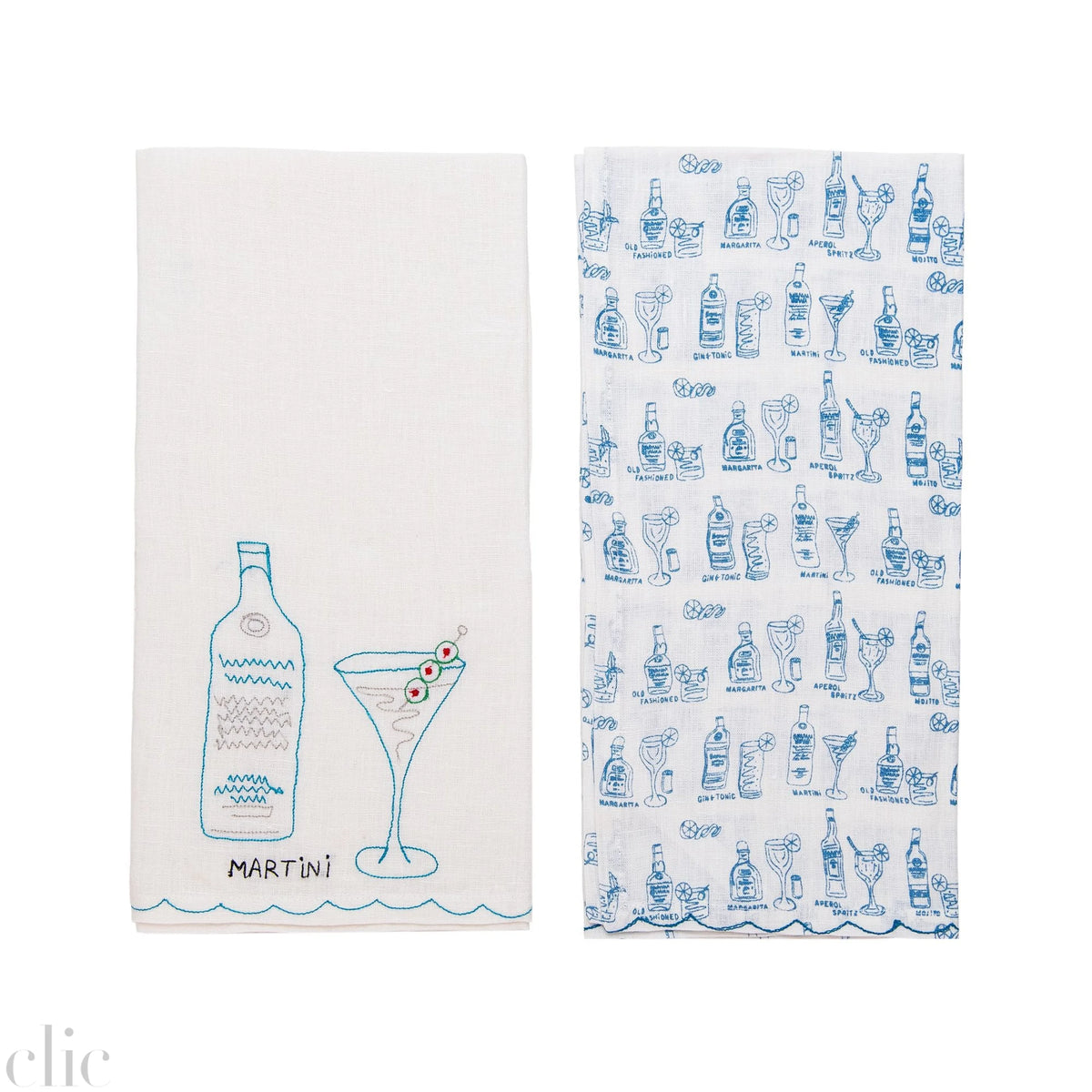 Set of 2 Martini Linen Tea Towels