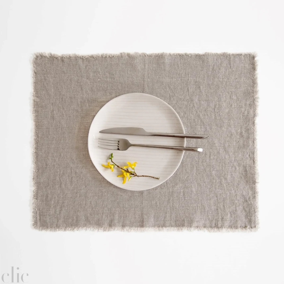 Natural Linen Placemat with Fringes, from Linen Tales
