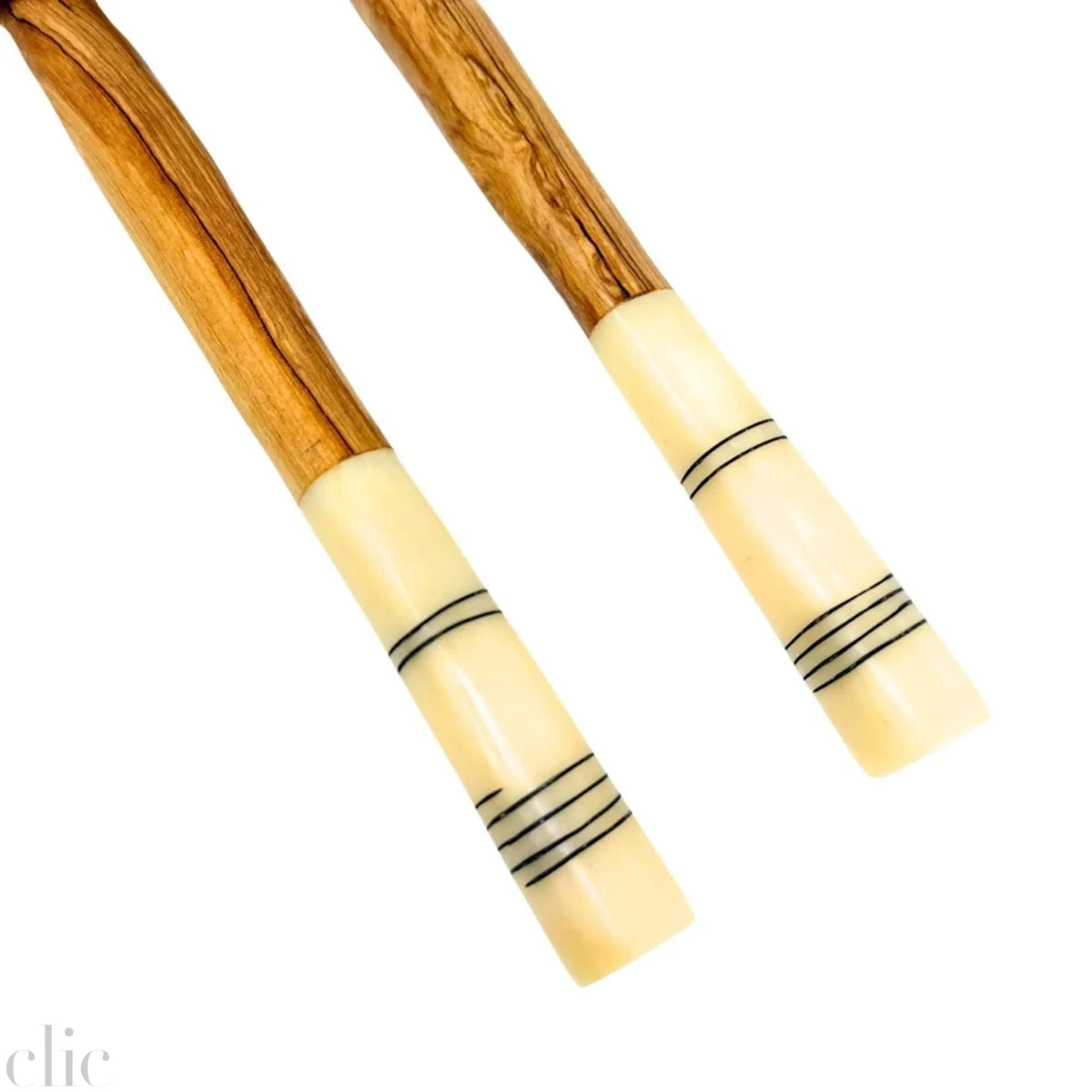 Olive Wood Serving Set with Batik Bone Handles
