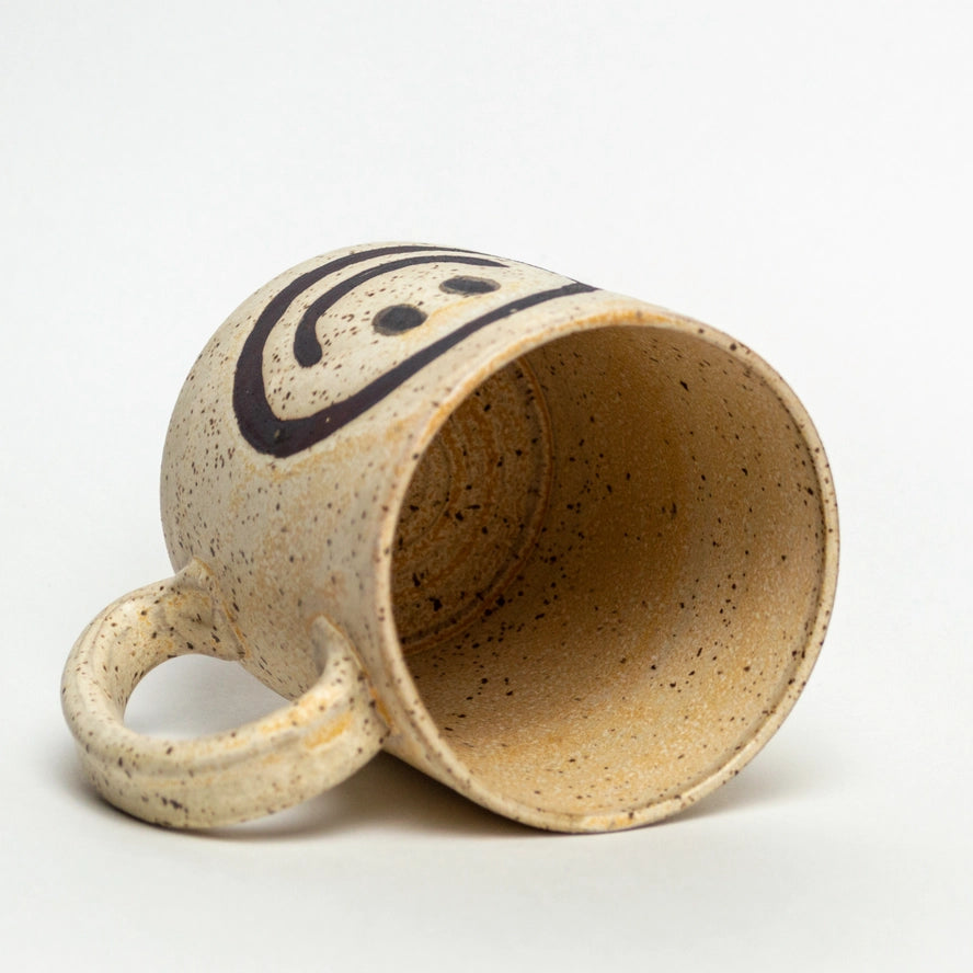 Ceramic Smiley Face Mug in Beige, from White Squirrel Clayworks