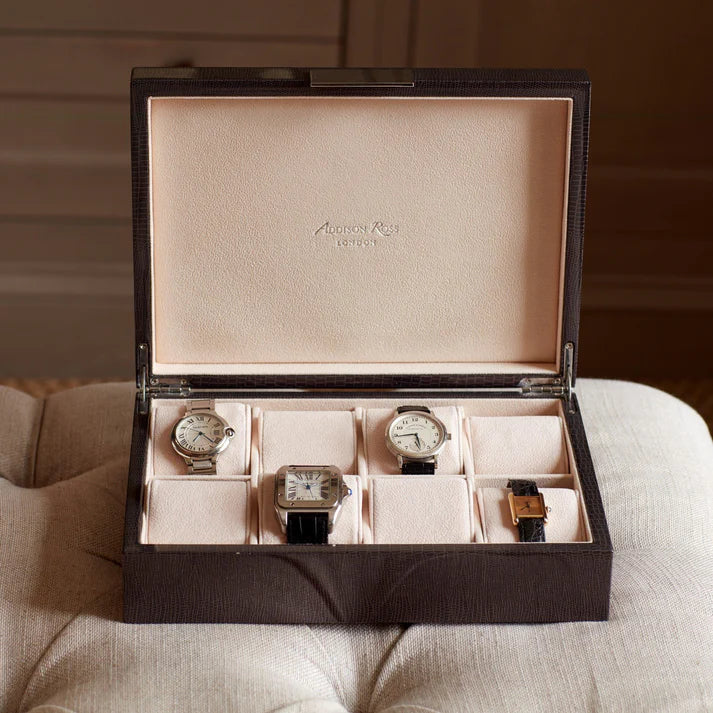Crocodile Watch Box with Silver, from Addison Ross