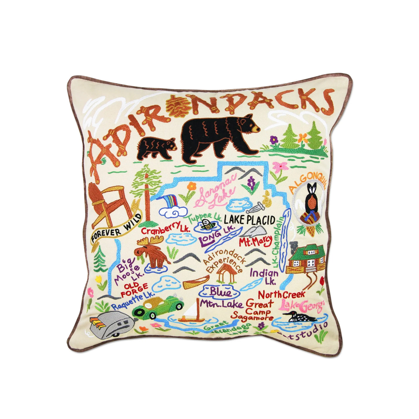 Adirondacks Embroidered Pillow, from Catstudio