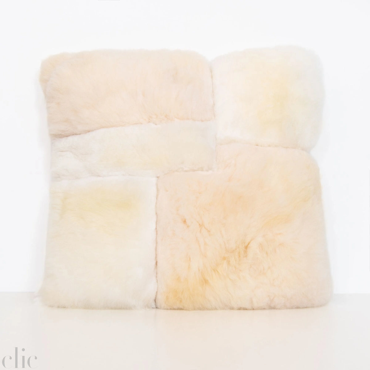 Alpaca Color Block Pillow in Crema, from Intiearth
