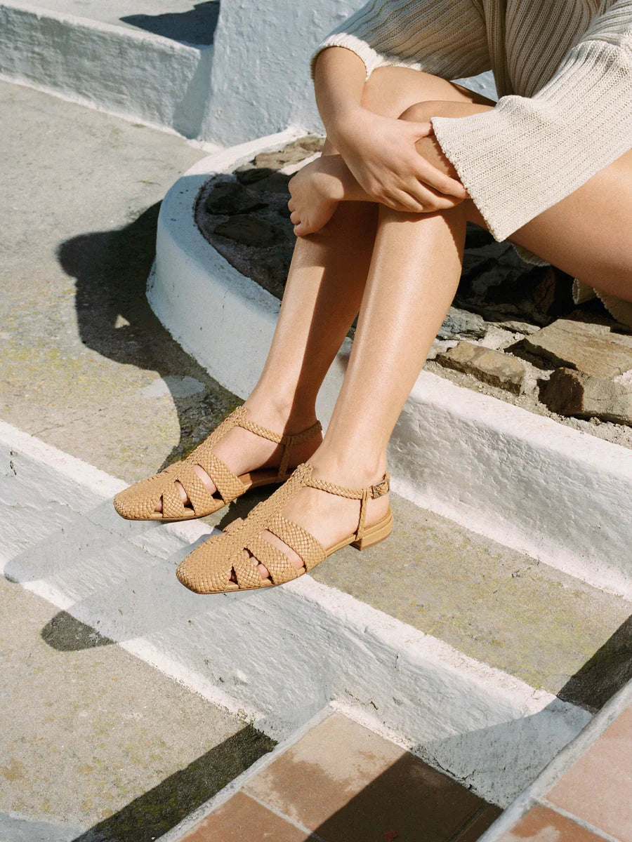 Arlo Woven Leather Sandal in Dune, from LoQ
