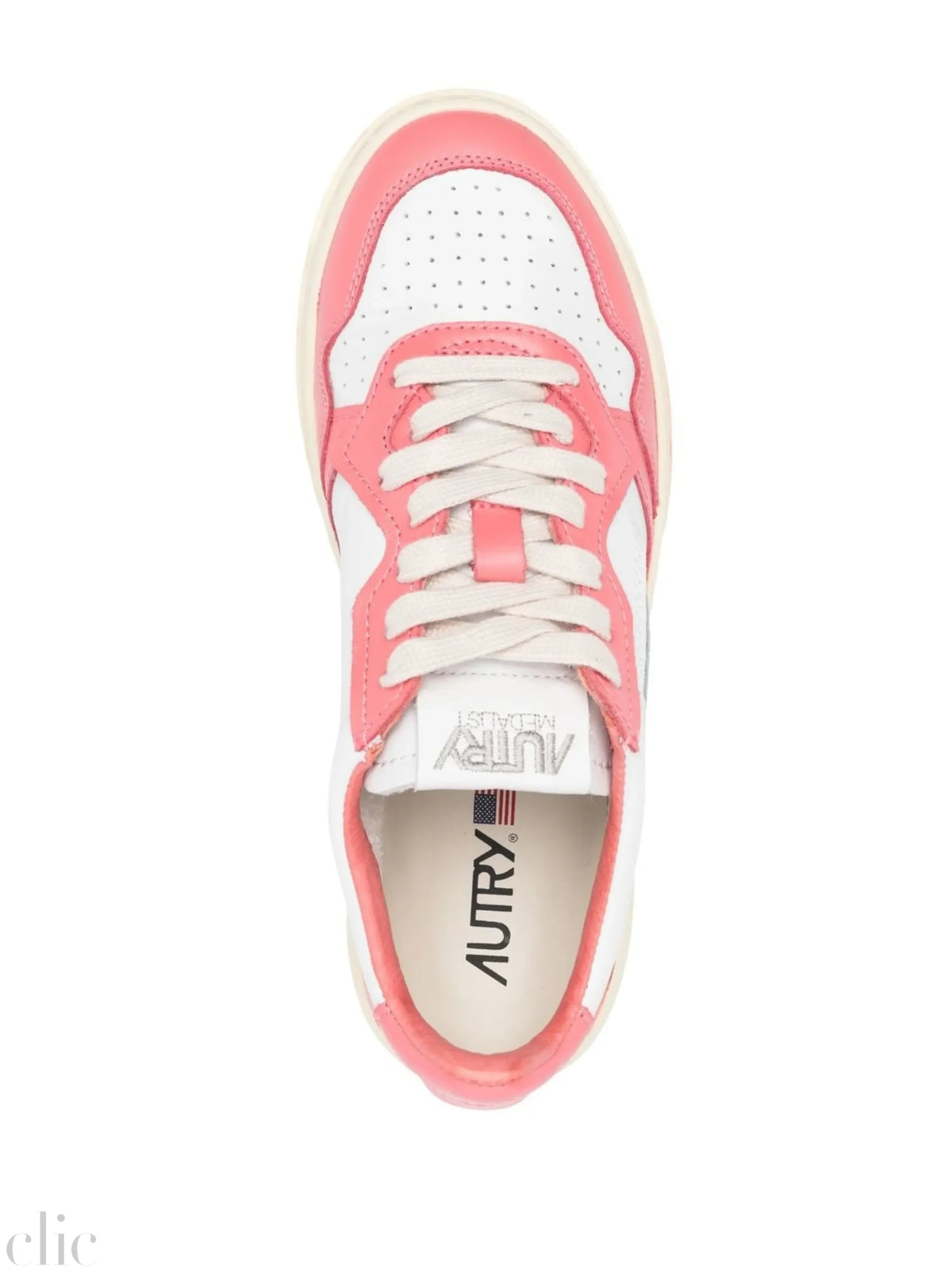 Medalist Leather Low-Top Sneakers in White & Rose, from Autry