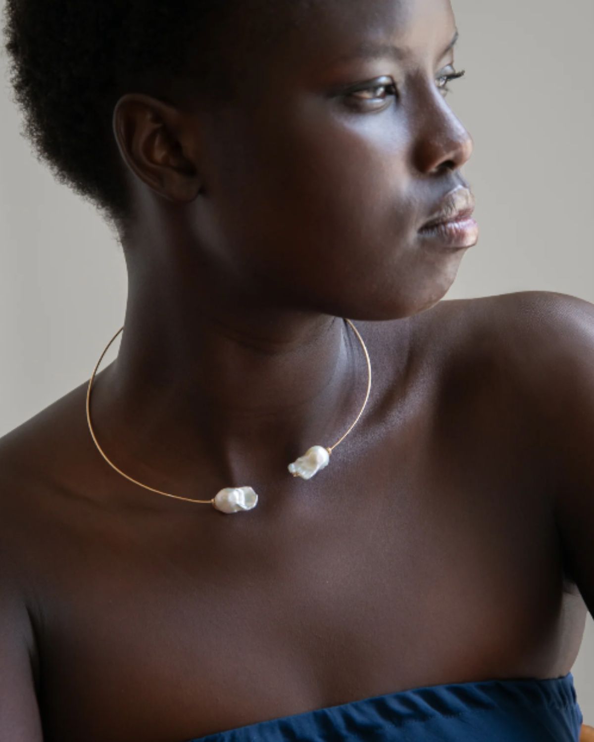 Baroque Pearl Collar in White, from Mary Macgill