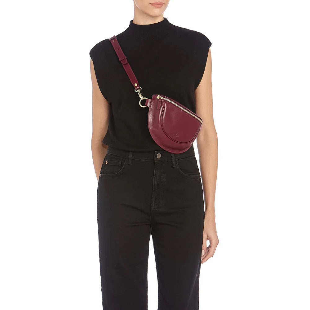 Oliveta Belt Bag in Black Cherry, from Il Bisonte