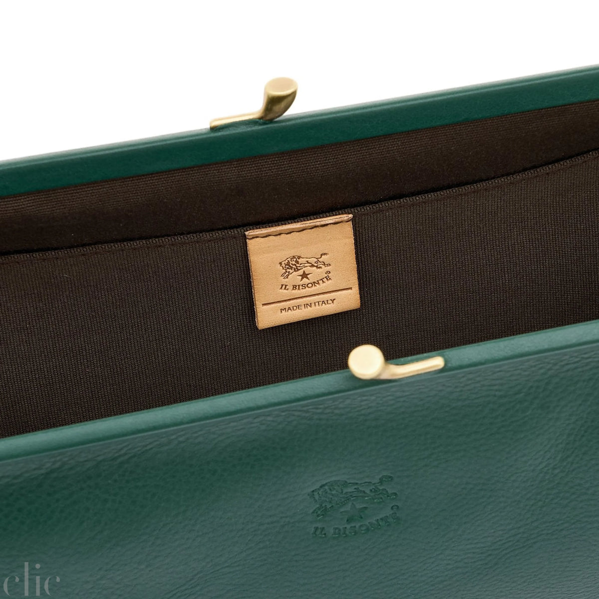 Manuela Clutch Bag in Green Oleandro, from IL Bisonte