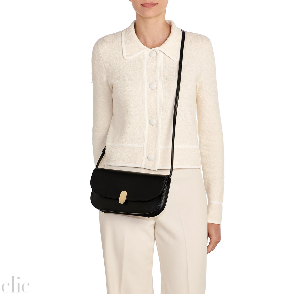 Atelier Clutch Leather Bag in Black, from IL Bisonte