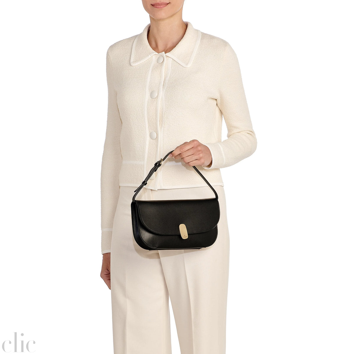 Atelier Clutch Leather Bag in Black, from IL Bisonte
