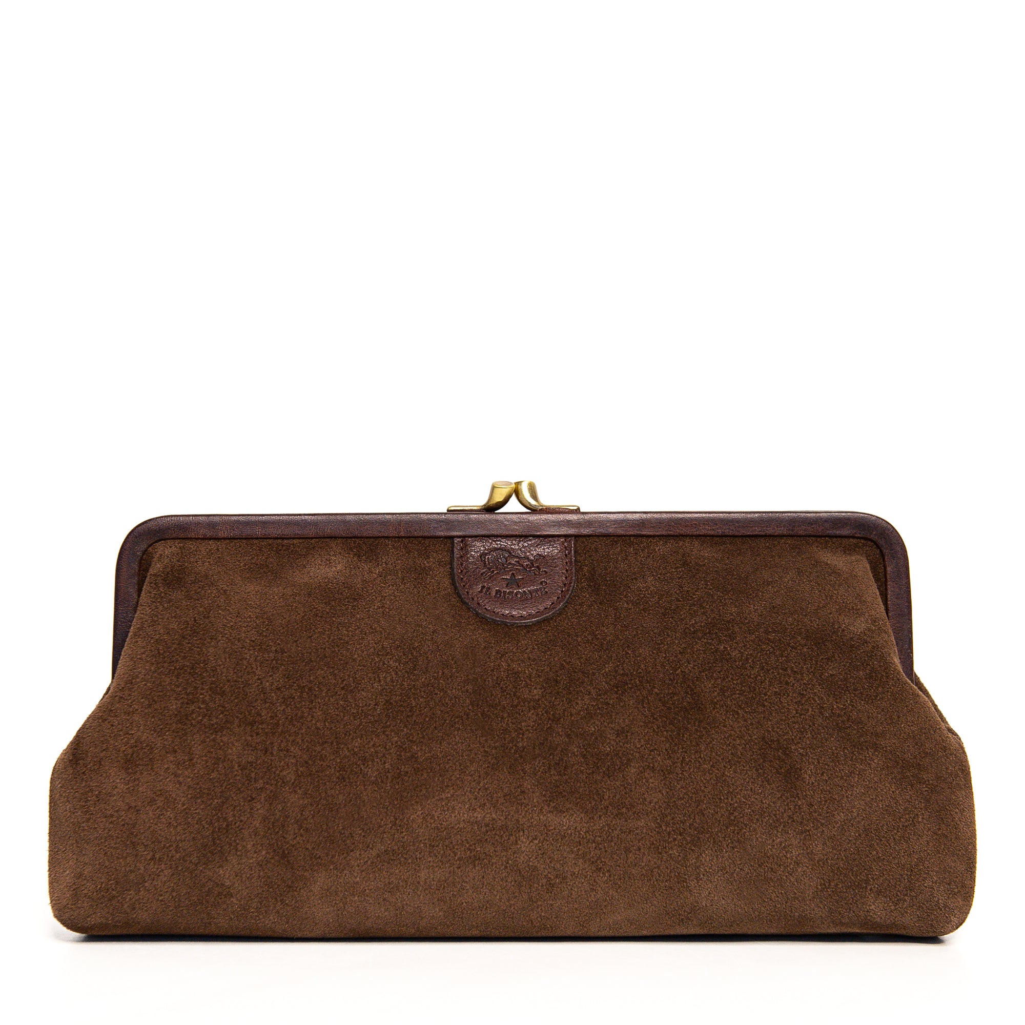 Suede Manuela Clutch in Caffe, from Il Bisonte