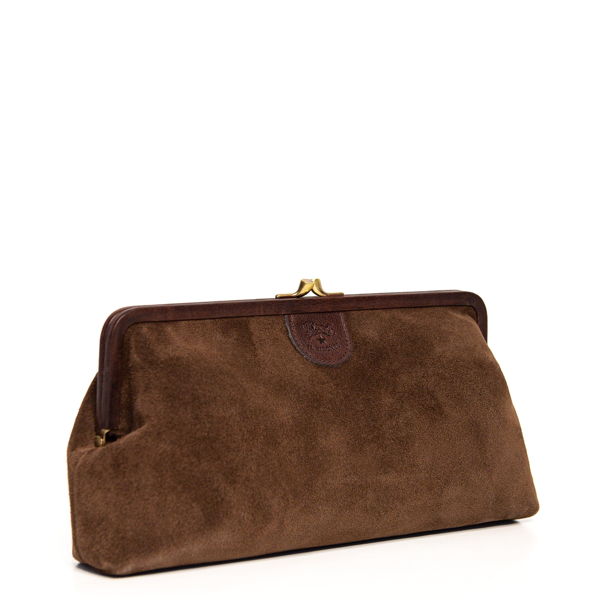 Suede Manuela Clutch in Caffe, from Il Bisonte