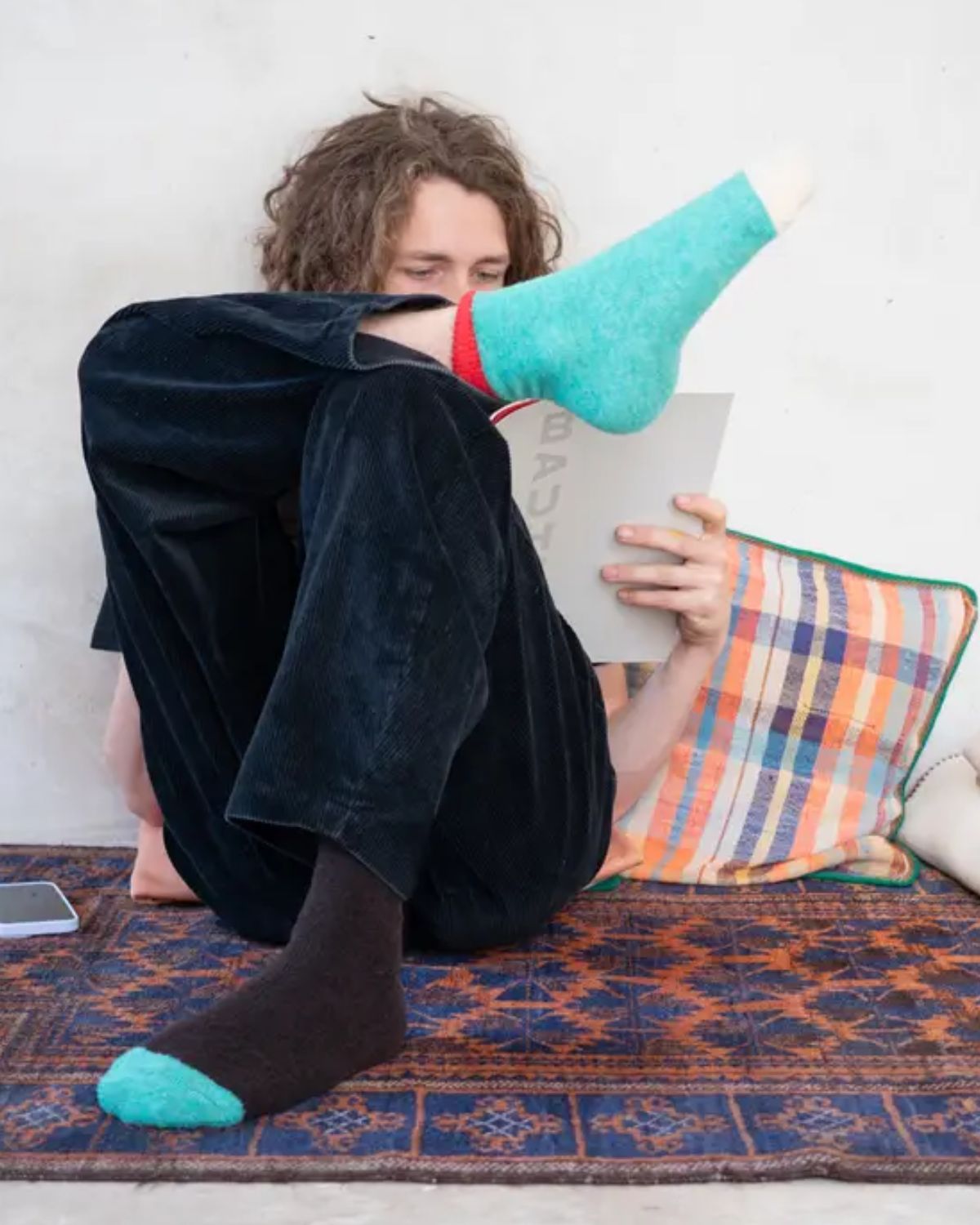 Chaussette Mousse in Unis Vert/Turquoise Green from Bonne Maison