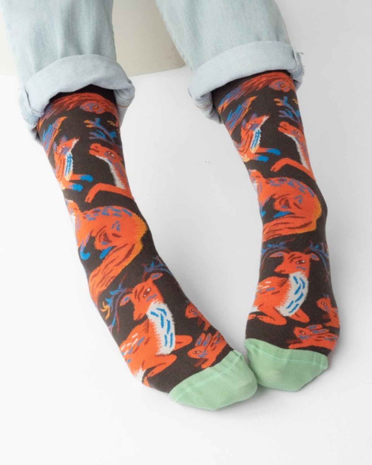 Chaussette Animaux Socks in Terre d'Ombre from Bonne Maison