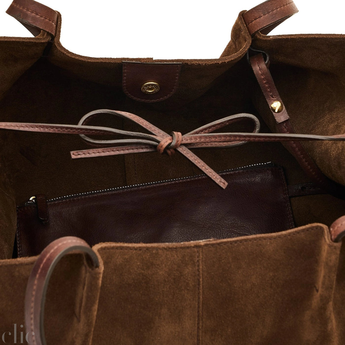 Nina Suede Tote Bag in Coffee, from IL Bisonte